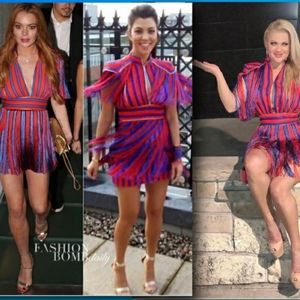 Unique fringe Gatsby Epaulet Red Blue Dress SZ S